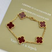 Fortok Van Cleef & Arpels Red Four-leaf Clover Bracelet in Gold/Rose Gold - 3