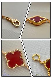 Fortok Van Cleef & Arpels Red Four-leaf Clover Bracelet in Gold/Rose Gold - 2