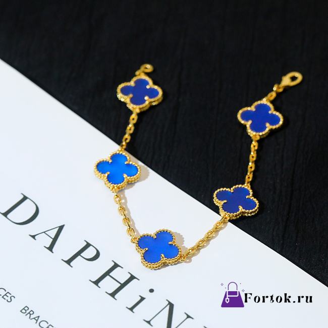 Fortok Van Cleef & Arpels Blue Four-leaf Clover Bracelet in Gold - 1