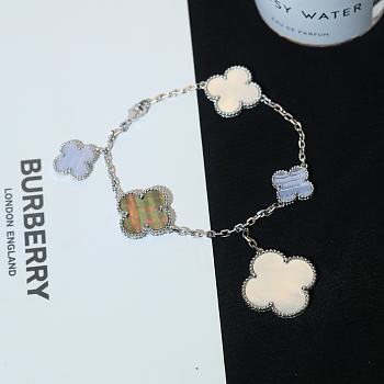 Fortok Van Cleef & Arpels White, Blue, Black Magic Alhambra Bracelet In Silver