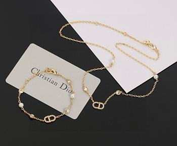 Fortok Dior CD Necklace + Bracelet Set 