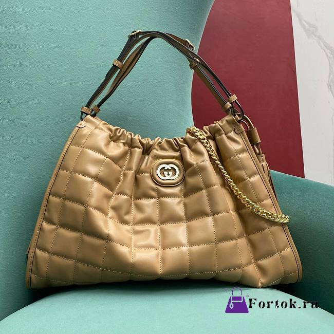 Fortok Gucci Deco Medium Tote Bag Brown 746210 43x8x28cm - 1