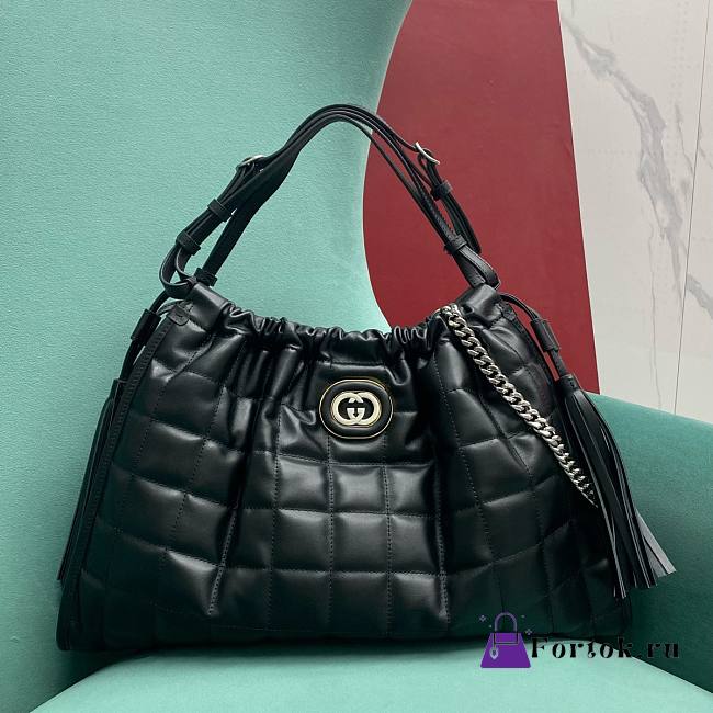 Fortok Gucci Deco Medium Tote Bag Black 746210 43x8x28cm - 1