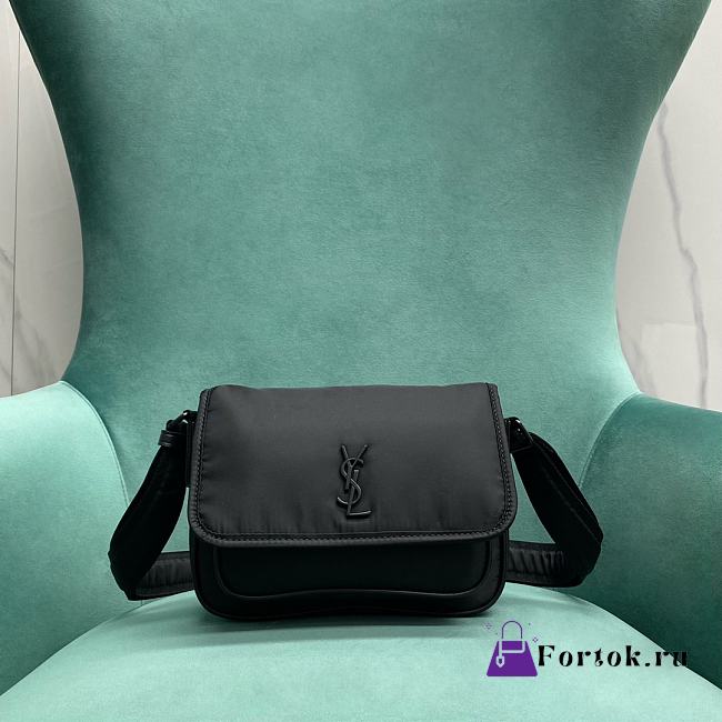 Fortok Saint Laurent Niki Nylon Fabric Bag Black 757146 32x10x23cm - 1