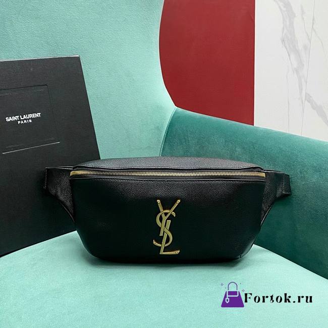 Fortok Saint Laurent Grained Leather Waist Bag Black 569737 25×14×3.5cm  - 1