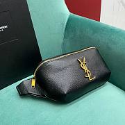 Fortok Saint Laurent Grained Leather Waist Bag Black 569737 25×14×3.5cm  - 2