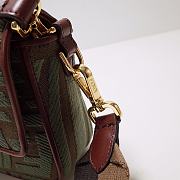 Fortok Fendi Classic Baguette Medium Bag Green Canvas F01260 27x6x15cm - 3