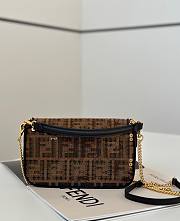 Fortok Fendi Fabric Jacquard Paillettes Vitello Seta FF 1974 Mini Baguette Bag 8623S 19.5x5x11cm - 4
