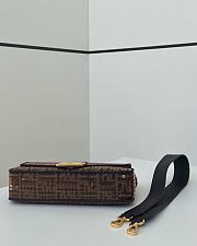 Fortok Fendi Fabric Jacquard Paillettes Vitello Seta FF 1974 Mini Baguette Bag 8623L 28x6x15cm - 3