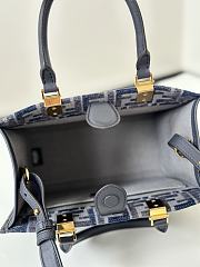 Fortok Fendi Sunshine Dark Blue FF Chenille Shopping Bag 8618E 25.5x12x22.5cm - 6