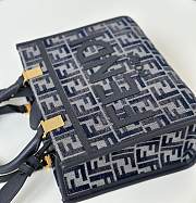 Fortok Fendi Sunshine Dark Blue FF Chenille Shopping Bag 8618E 25.5x12x22.5cm - 5
