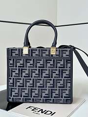Fortok Fendi Sunshine Dark Blue FF Chenille Shopping Bag 8618E 25.5x12x22.5cm - 2