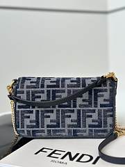 Fortok Fendi Baguette Dark Blue FF Chenille Bag 8579As 20x5x13cm - 5