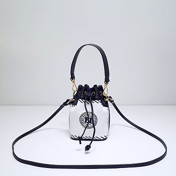Fortok Fendi Mon Tresor Small Bucket Bag White Glazed Canvas 11.5x10x18cm