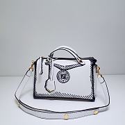 Fortok Fendi White & Black Calfskin Leather Joshua Vides By the Way Bag 28x12x15cm - 1