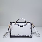 Fortok Fendi White & Black Calfskin Leather Joshua Vides By the Way Bag 28x12x15cm - 6