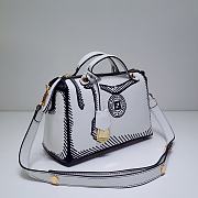 Fortok Fendi White & Black Calfskin Leather Joshua Vides By the Way Bag 28x12x15cm - 4