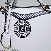 Fortok Fendi White & Black Calfskin Leather Joshua Vides By the Way Bag 28x12x15cm - 2