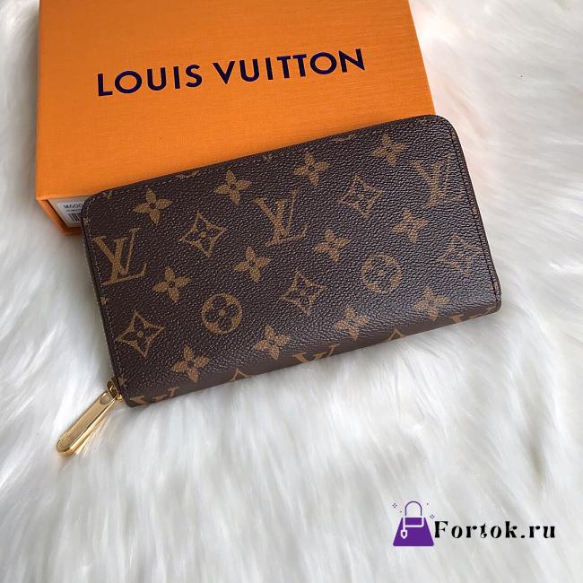 Fortok Louis Vuitton Zipper Wallet Monogram Brown M42616 19x10cm - 1