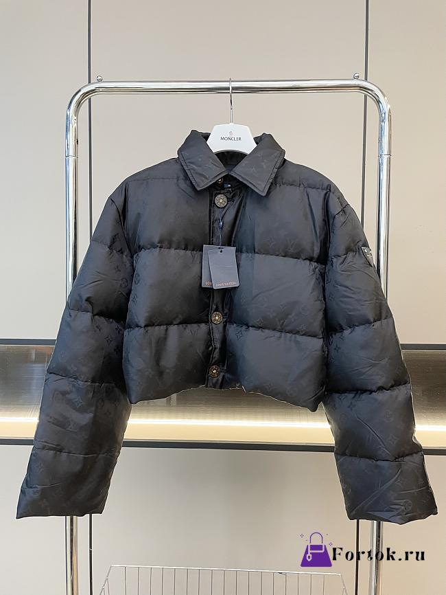 Fortok Louis Vuitton Cropped Monogram Puffer Jacket Black - 1