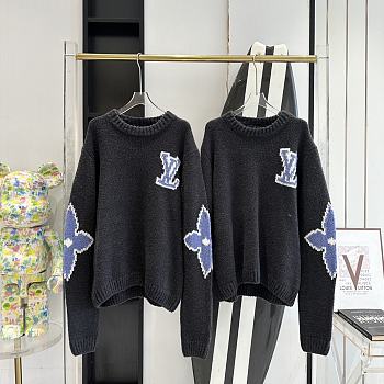 Fortok Louis Vuitton Chunky Wool Blend Pullover Black