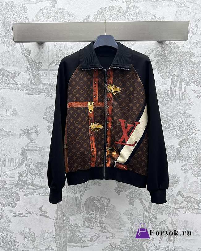 Fortok Louis Vuitton Trunk Zip-Up Jacket Black - 1