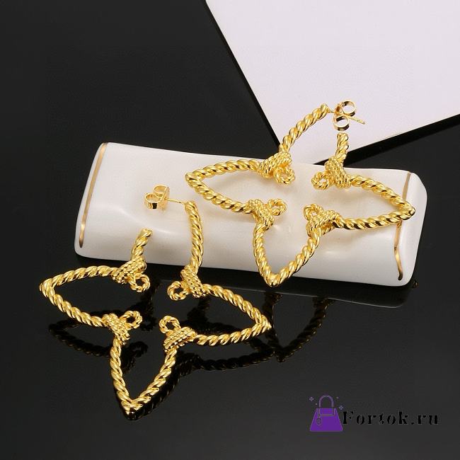 Fortok Louis Vuitton Four-leaf Clover Hollow Twist Earrings - 1