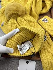 Fortok Moncler Scarf + Hat With Wool Ball + Gloves Set Yellow - 3
