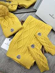 Fortok Moncler Scarf + Hat With Wool Ball + Gloves Set Yellow - 6