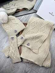 Fortok Moncler Scarf + Hat With Wool Ball + Gloves Set Beige - 5