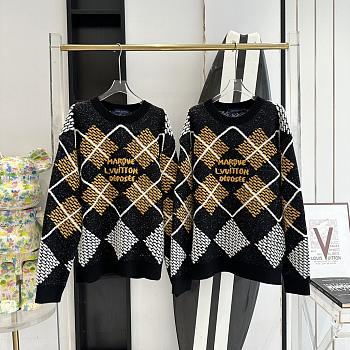 Fortok Louis Vuitton Wool Blend Pullover Damier Argyle Jacquard