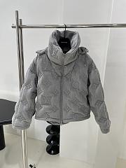 Fortok Louis Vuitton Monogram Laminated Down Hooded Jacket Grey - 1