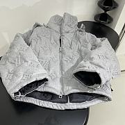 Fortok Louis Vuitton Monogram Laminated Down Hooded Jacket Grey - 6