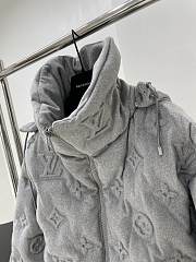 Fortok Louis Vuitton Monogram Laminated Down Hooded Jacket Grey - 5