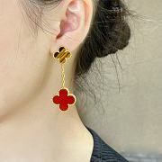 Fortok Van Cleef & Arpels Two Red & Gold Four-leaf Clover Earrings - 1