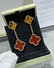 Fortok Van Cleef & Arpels Two Red & Gold Four-leaf Clover Earrings - 2