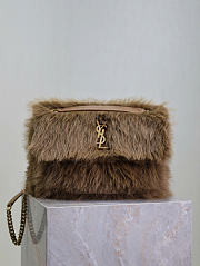 Fortok Saint Laurent Niki Shearling Shoulder Bag Brown 633158 28×20×8.5cm - 1