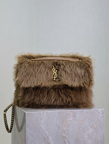 Fortok Saint Laurent Niki Shearling Shoulder Bag Brown 633158 28×20×8.5cm
