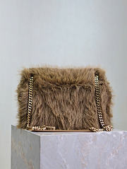 Fortok Saint Laurent Niki Shearling Shoulder Bag Brown 633158 28×20×8.5cm - 3