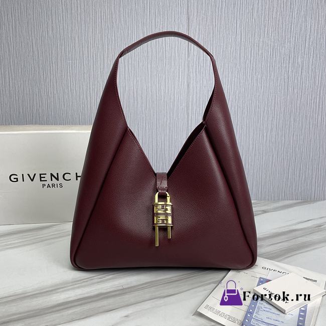 Fortok Givenchy G-Hobo Leather Shoulder Bag Burgundy 29969 31x15x43cm - 1