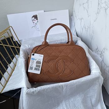 Fortok Chanel Classic Vintage Hilton Bag Brown AS3034 25x14x9cm 