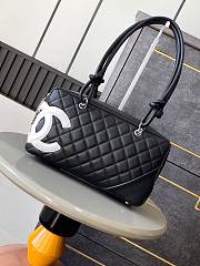 Fortok Chanel Cambon Bowling Bag Black & White 27x15x10cm  - 1