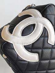 Fortok Chanel Cambon Bowling Bag Black & White 27x15x10cm  - 3