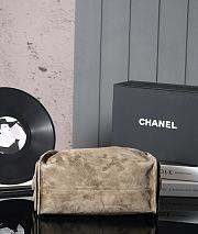 Fortok Chanel Drawstring Bag Beige Suede 26x30x14cm - 3