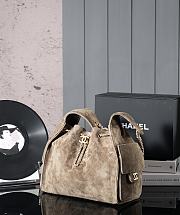Fortok Chanel Drawstring Bag Beige Suede 26x30x14cm - 5