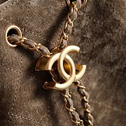 Fortok Chanel Drawstring Bag Beige Suede 26x30x14cm - 6