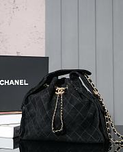 Fortok Chanel Drawstring Bag Black Suede 26x30x14cm - 1