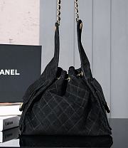 Fortok Chanel Drawstring Bag Black Suede 26x30x14cm - 5