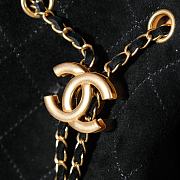 Fortok Chanel Drawstring Bag Black Suede 26x30x14cm - 3