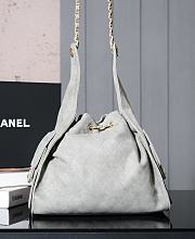 Fortok Chanel Drawstring Bag Grey Suede 26x30x14cm - 6
